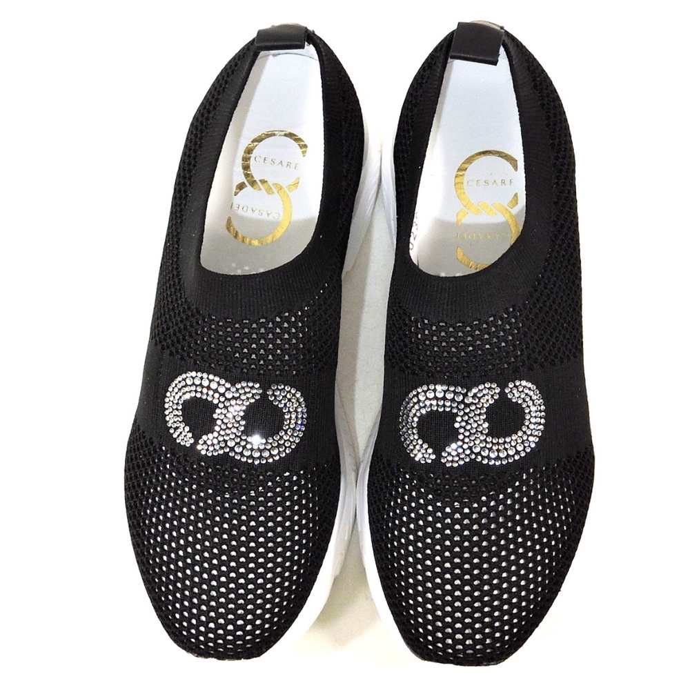 CASADEI 🇮🇹 WOMEN'S BLACK STREICH FABRIC FASHION SUMMER SNEAKERS - Picture 7 of 10